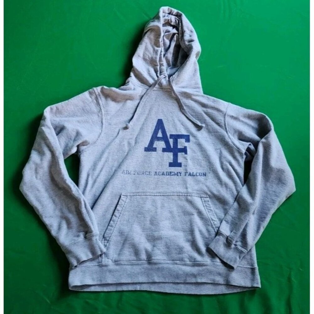 Air Force Academy Hoodie Sweatshirt Mens Medium Grey Military USAFA Logo Pocket